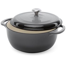 6 Quart Large Grey Enamel Cast-Iron Dutch Oven Kitchen Cookware 6 Quart Large Grey Enamel Cast-Iron Dutch Oven Kitchen Cookware