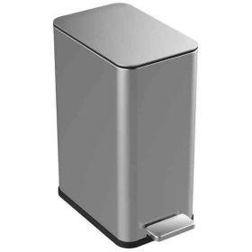 2.6 Gallon Slim Rectangular Stainless Steel Kitchen Bathroom Step Trash Can 2.6 Gallon Slim Rectangular Stainless Steel Kitchen Bathroom Step Trash Can