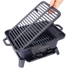 Camping Stove Oval Cast Iron Grill Outdoor, Portable Charcoal Grill and Tabletop Cast Iron Skillet - 100% Cast Iron, Durable, Small Charcoal Grill Camping Stove Oval Cast Iron Grill Outdoor, Portable Charcoal Grill and Tabletop Cast Iron Skillet - 100% Cast Iron, Durable, Small Charcoal Grill
