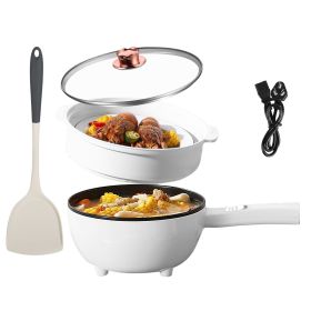 Electric Hot Pot Non-Stick Frying Pan Portable Rapid Noodles Cooker with Long Handle Steamer Spatula Dual Power Control Overheat Dry-Boil Protect Electric Hot Pot Non-Stick Frying Pan Portable Rapid Noodles Cooker with Long Handle Steamer Spatula Dual Power Control Overheat Dry-Boil Protect